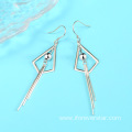 Silver 925 Geometric Statement Earrings Tassel Earrings